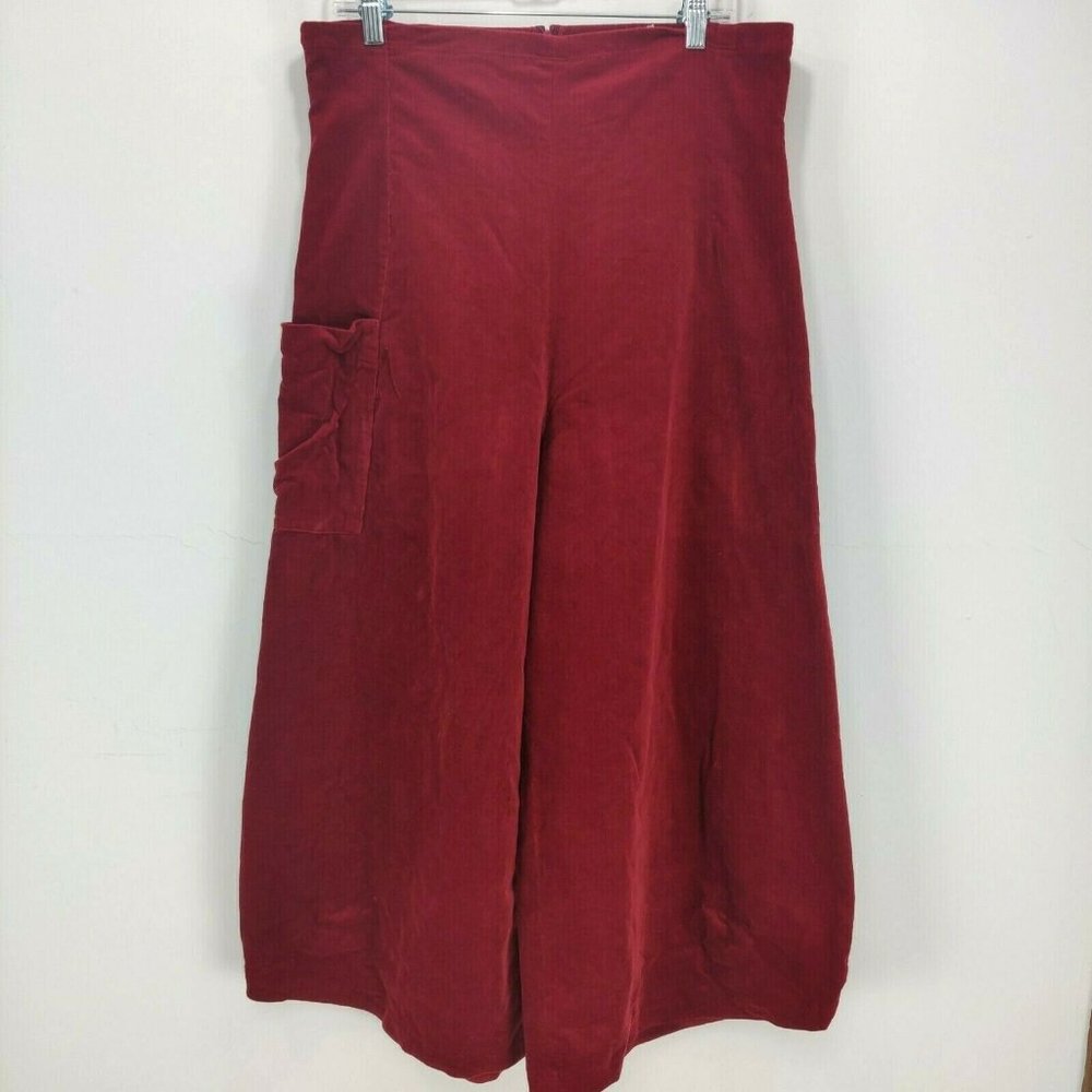 LILITH France Womens Size XL Corduroy High Waist Wide Leg Palazzo Pants Red